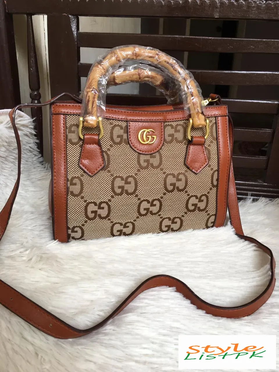 Best Price Gucci Bamboo Canvas Bag